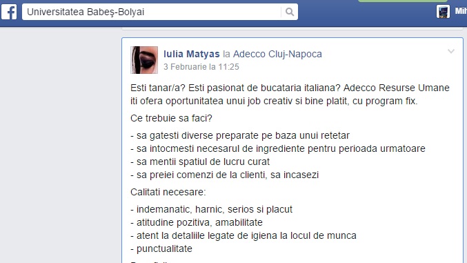 Super-oferta ”Universității Babeș-Bolyai” pe Facebook. Asta da, comunitate academică! (Galerie FOTO)
