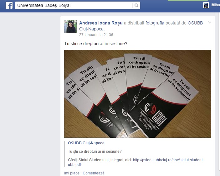 Super-oferta ”Universității Babeș-Bolyai” pe Facebook. Asta da, comunitate academică! (Galerie FOTO)