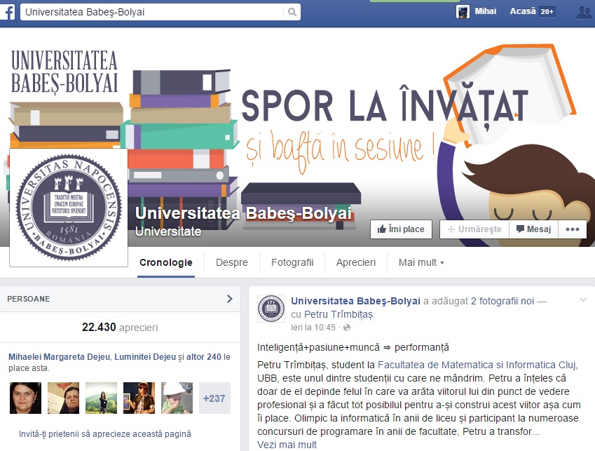 Super-oferta ”Universității Babeș-Bolyai” pe Facebook. Asta da, comunitate academică! (Galerie FOTO)