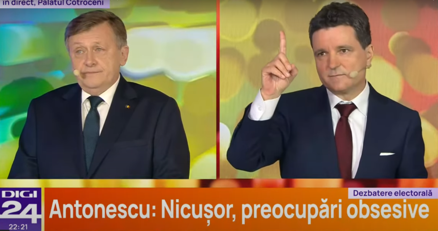 Crin Antonescu și Nicușor Dan. Dezbatere electorală. 28.04.2025. Foto: Captură de ecran Digi 24