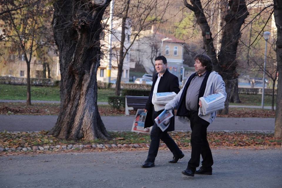 Mihai Goțiu și Nicușor Dan, în campania electorală din 2016, parlamentare, la Cluj
