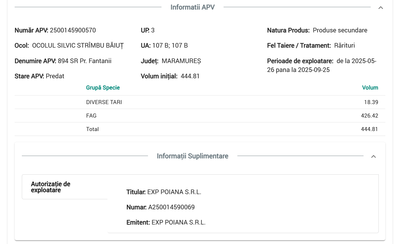 Act de punere în valoare pentru Exp Poiana SRL, de la OS Strâmbu Băiuț