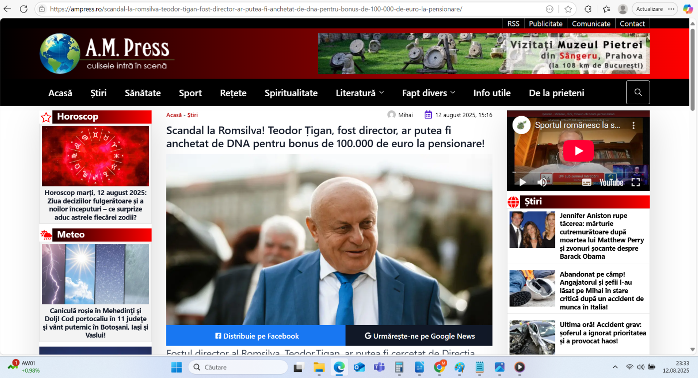 Preluare anchetă dezvăluiri România Curată despre directorii Romsilva pe AM Press