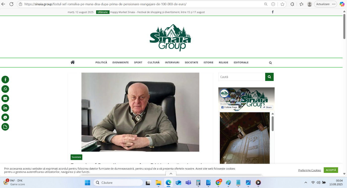 Preluare anchetă dezvăluiri România Curată despre directorii Romsilva pe Sinaia Grup