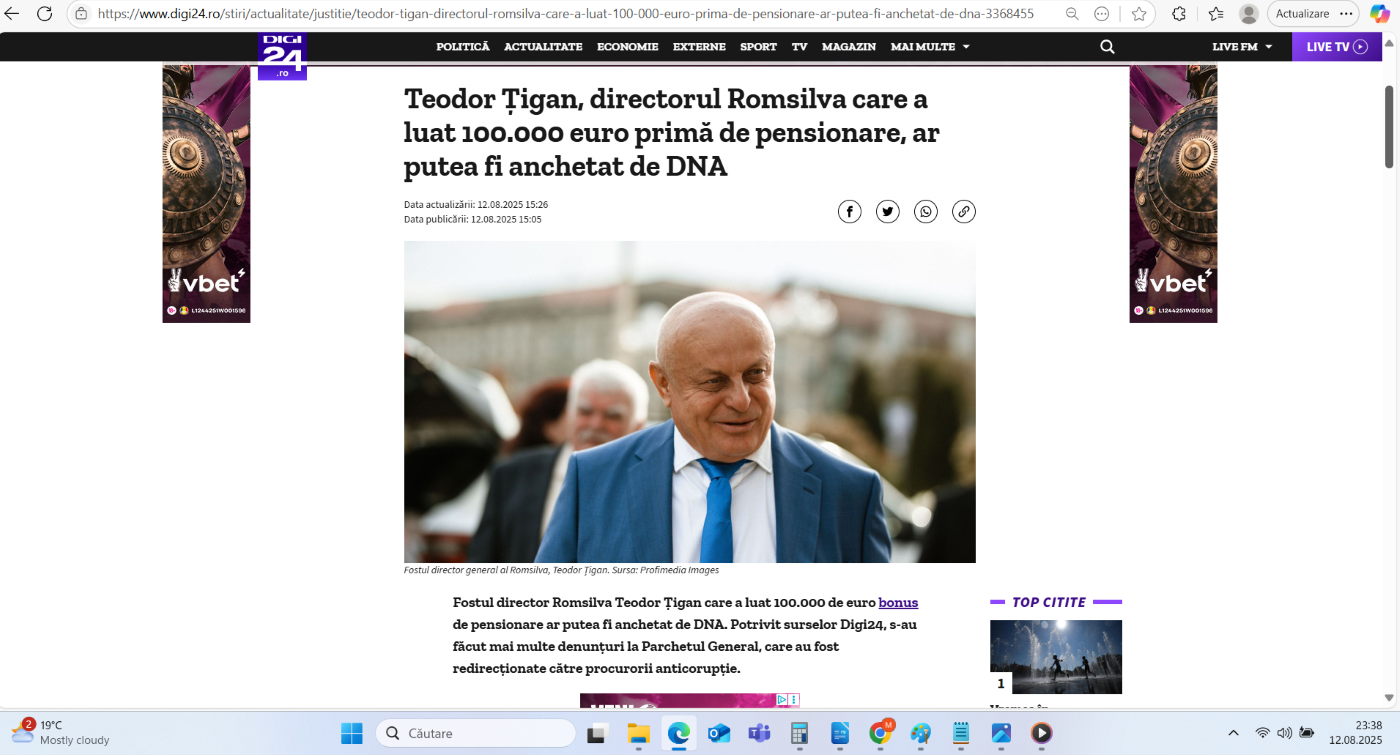 Preluare anchetă dezvăluiri România Curată despre directorii Romsilva pe Digi 24