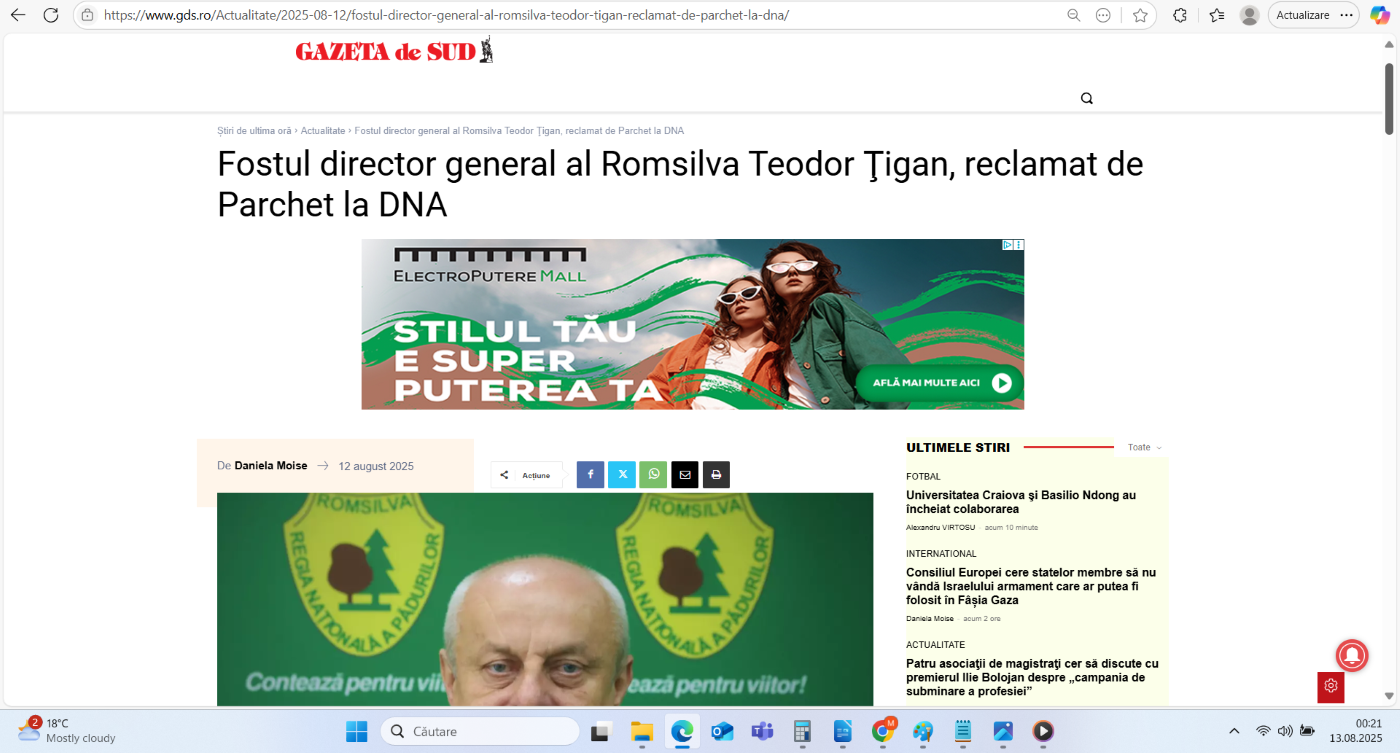 Preluare anchetă dezvăluiri România Curată despre directorii Romsilva pe Gazeta de Sud