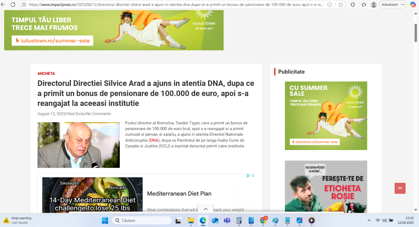 Preluare anchetă dezvăluiri România Curată despre directorii Romsilva pe Impact Press