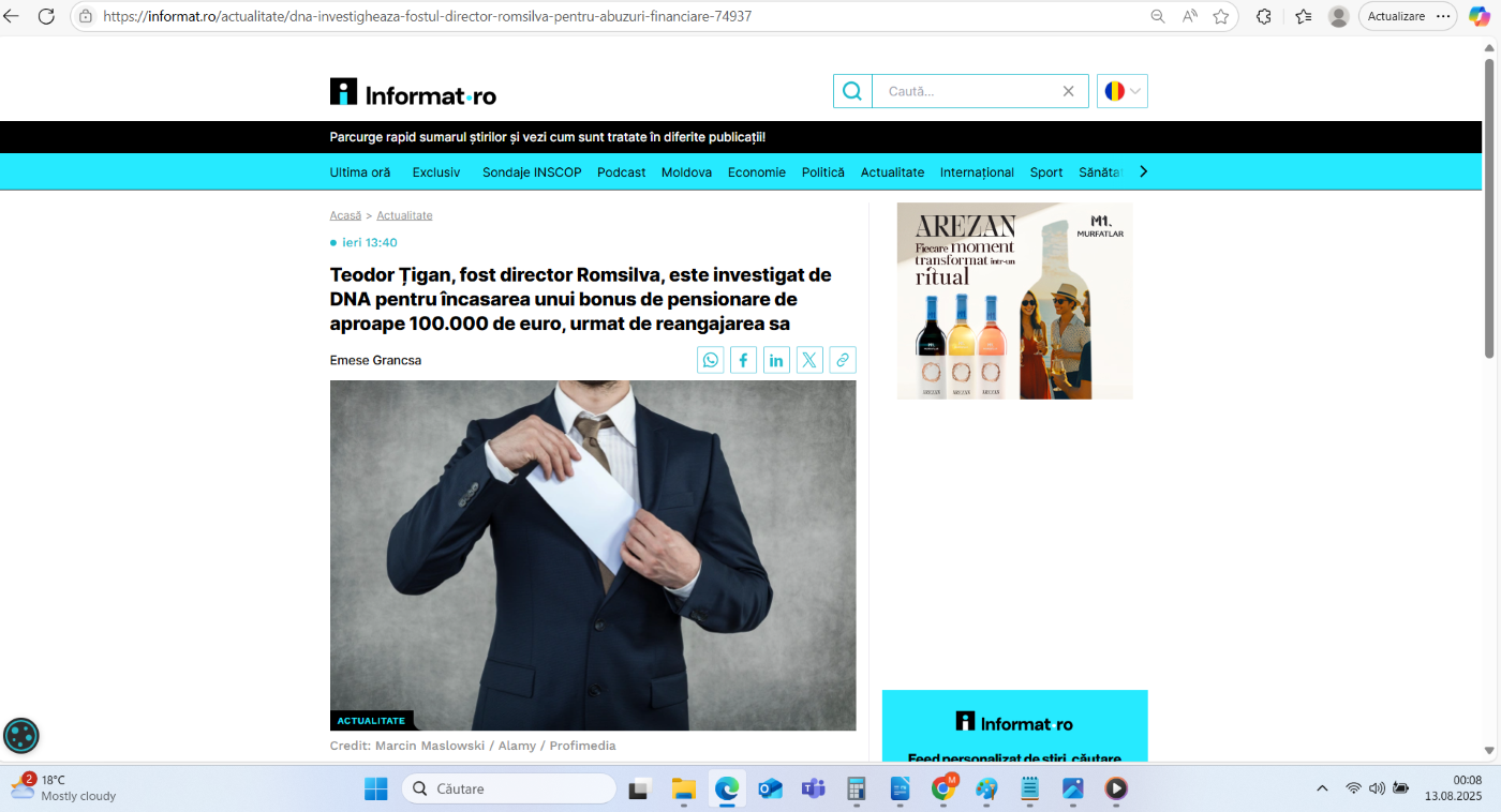 Preluare anchetă dezvăluiri România Curată despre directorii Romsilva pe Informat.ro