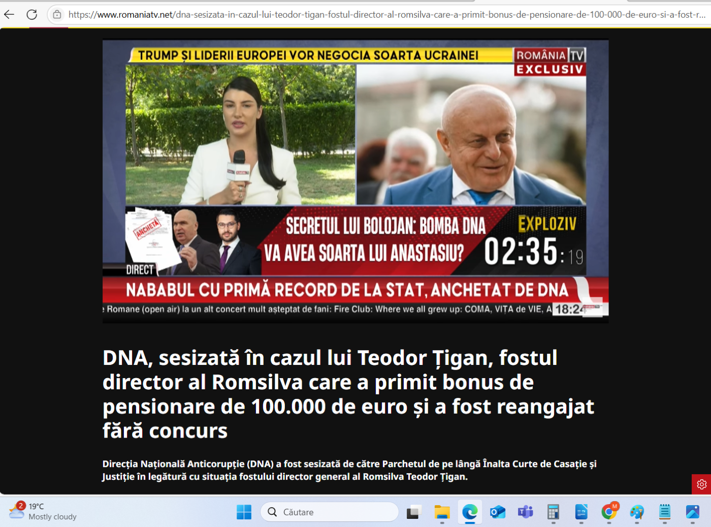 Preluare anchetă dezvăluiri România Curată despre directorii Romsilva pe România TV