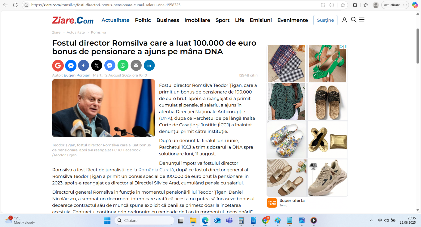 Preluare anchetă dezvăluiri România Curată despre directorii Romsilva pe Ziare.com