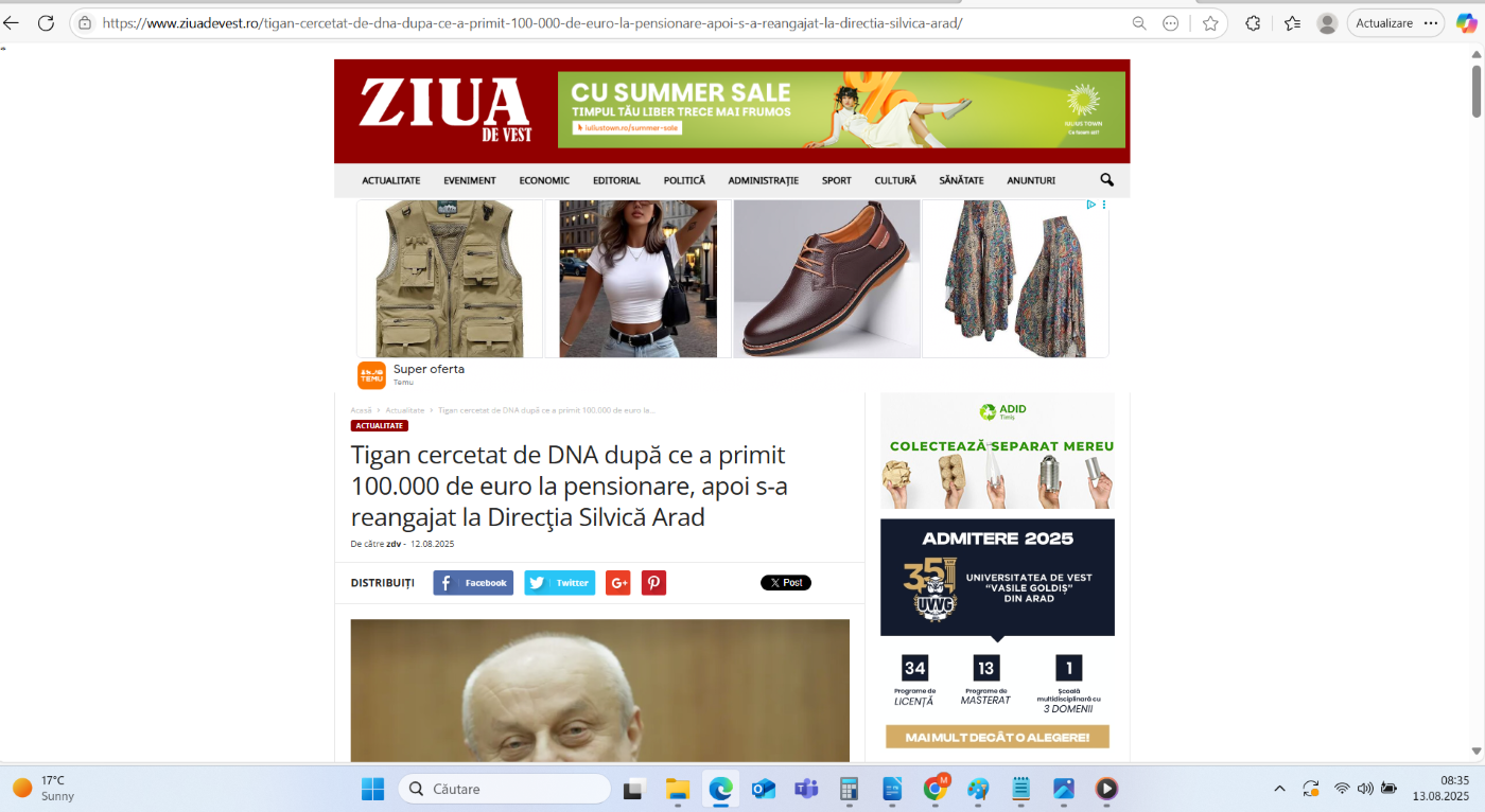 Preluare anchetă dezvăluiri România Curată despre directorii Romsilva pe Ziua de Vest