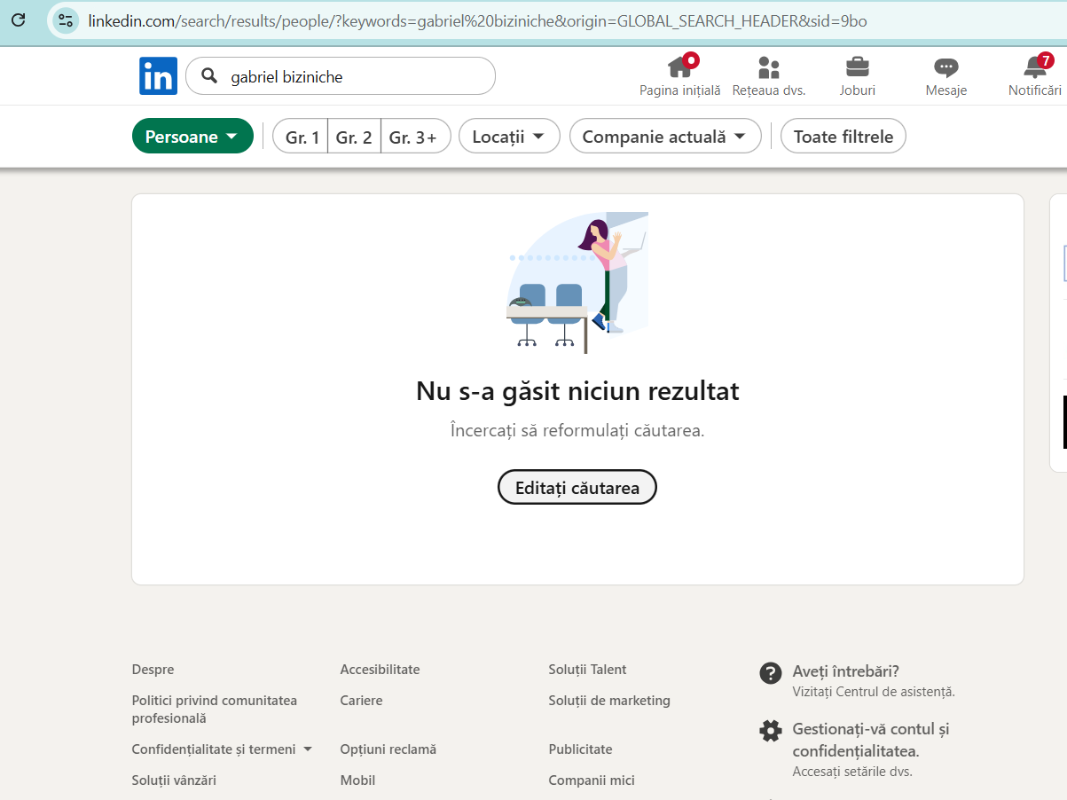 Gabriel Biziniche Impact Greenfield, captură ecrean LinkedIn, 8 septembrie