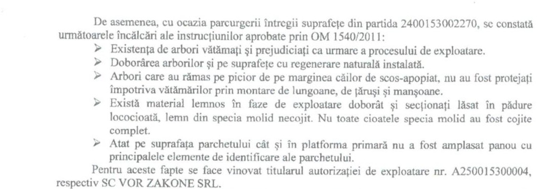 Fragment din procesul verbal de cercetare la fața locului. Garda Forestieră, IPJ Suceava, DS Maramureș, Vor Zakone