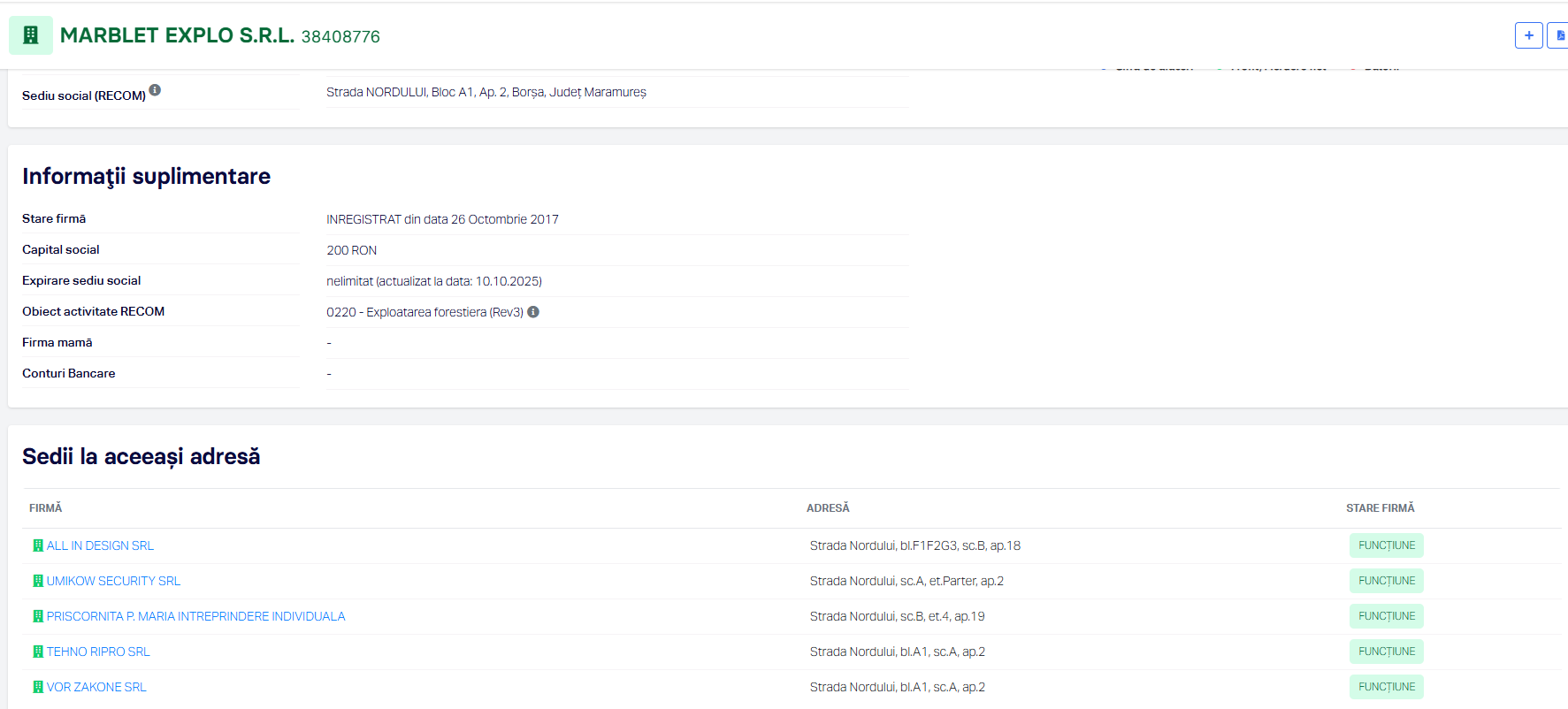 Sediu comun Vor Zakone și Marblet. Sursa: Termene.ro