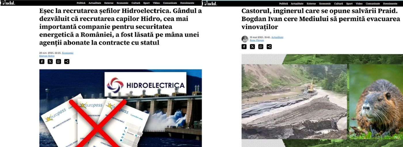 Minciuni pro Ivan în Gândul, în scandalurile cu Hidroelectrica și Salina Praid