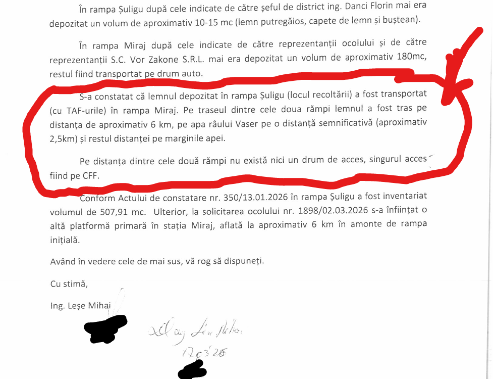 Nota constatare Direcția Silvică Maramureș Ocolul Silvic Vișeu Vor Zakone Vasile Nicolaie Vlad
