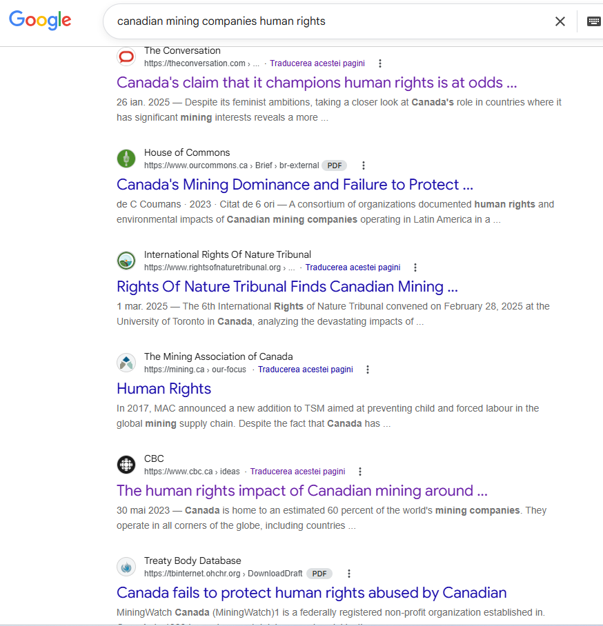 Companiile canadiene și încălcarea drepturilor omului 1