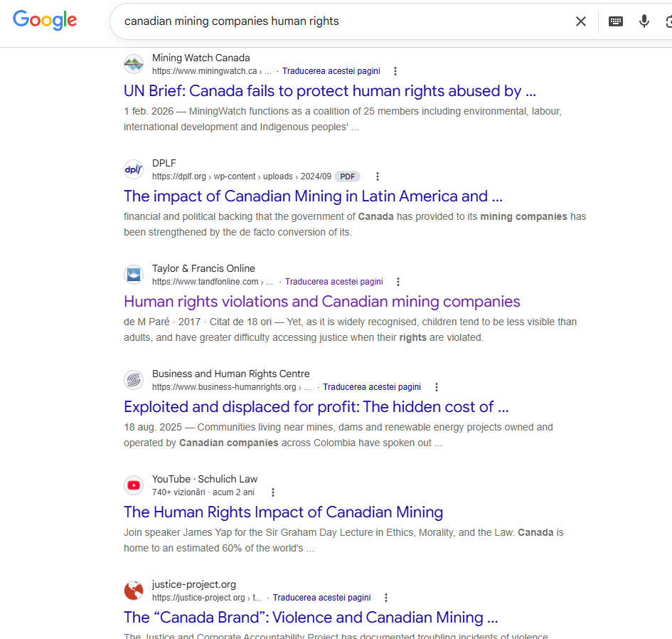 Companiile canadiene și încălcarea drepturilor omului 2