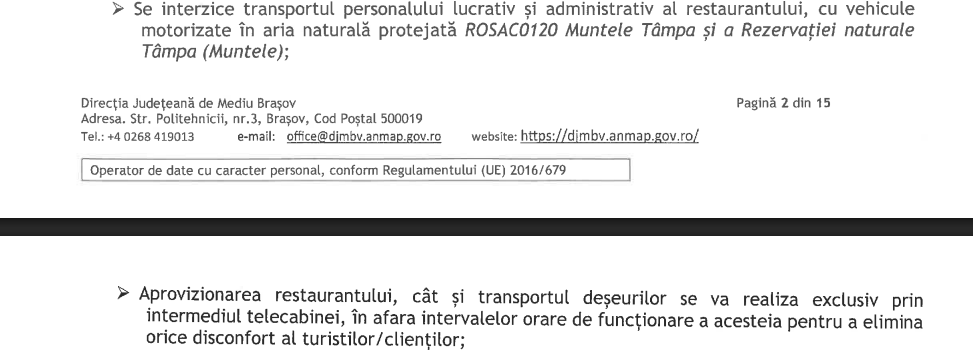 Autorizația de funcționare copos restaurant muntele tâmpa 