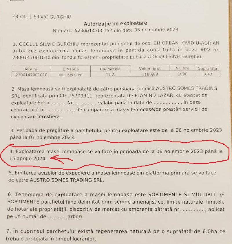 Autorizația de exploatare Gurghiu Austro Someș