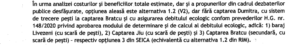 Acord de mediu Bumbești Livezeni, fără captarea Dumitra