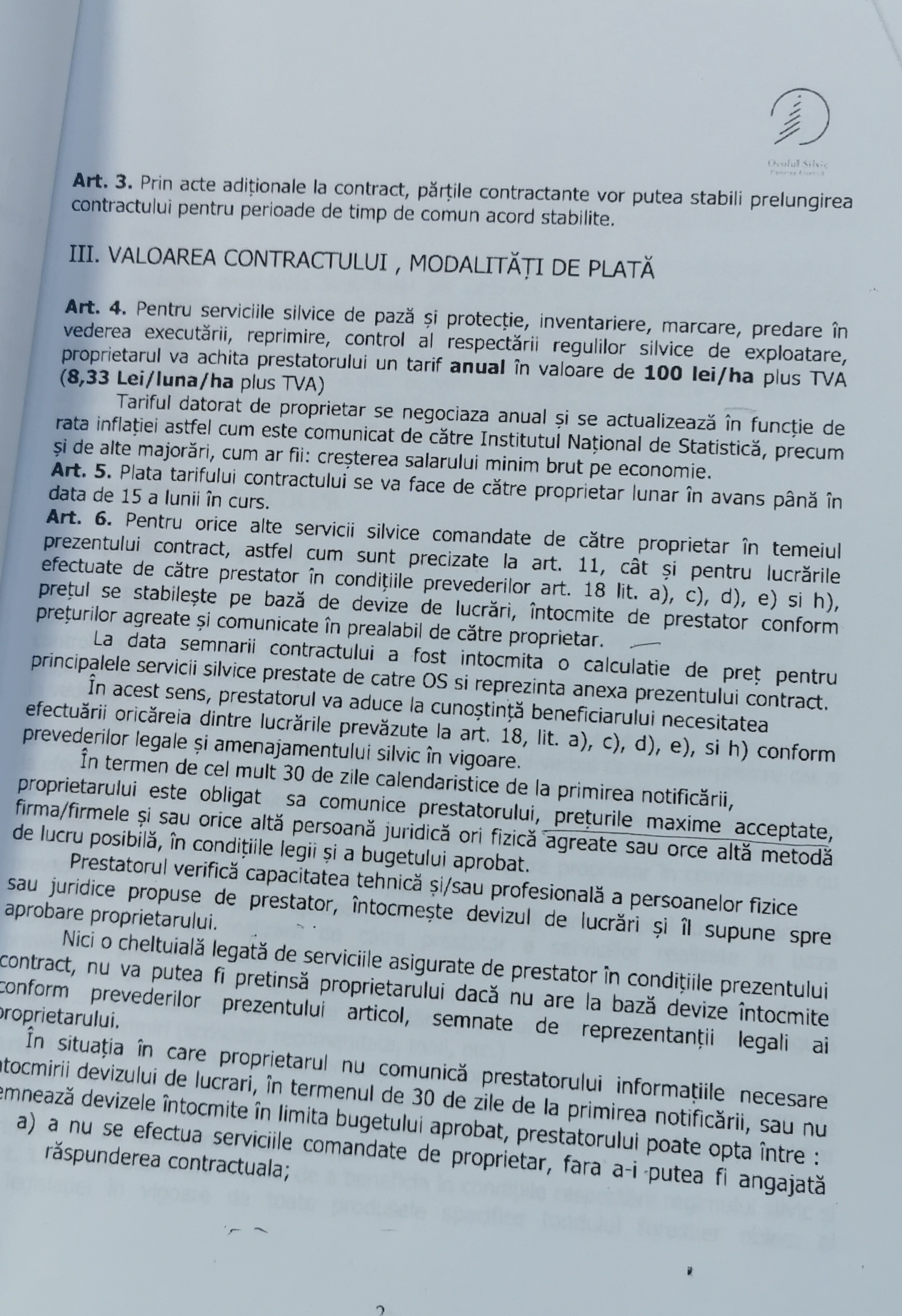 Contract de pază Pădurea Banffy Frasinul 1